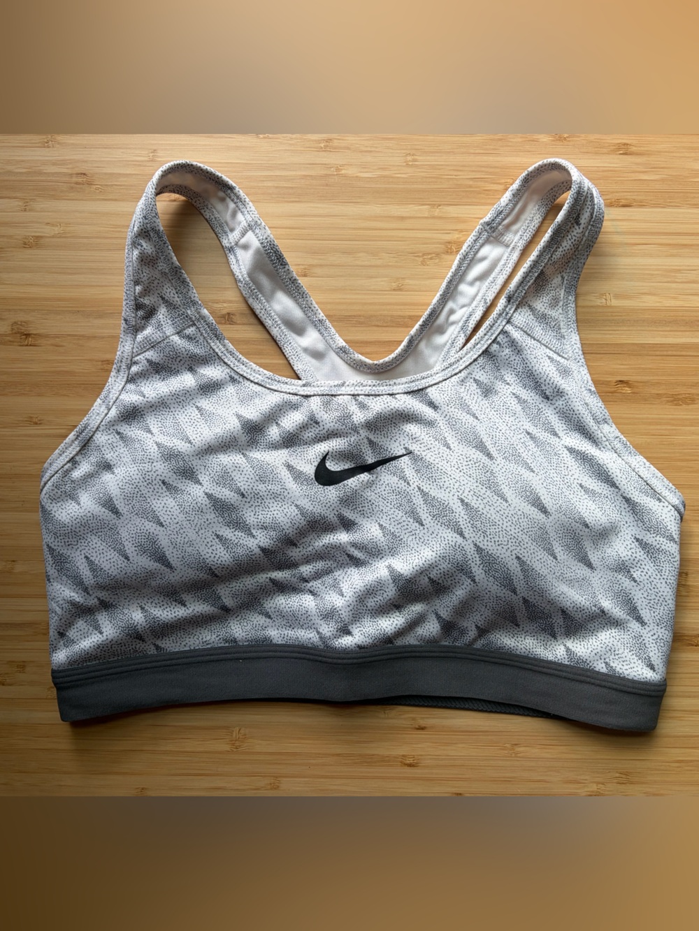 Nike Light Grey Patterned Racerback Sports Bra
